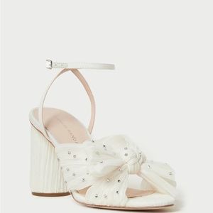 NIB Loeffler Randall Camellia Pearl Rhinestone Bow Heels 6.5